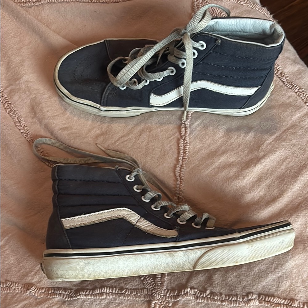 Vans High-Top Sneakers in Navy and White